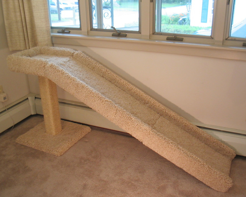 Cat Ramp with a Scratching Post and Perch